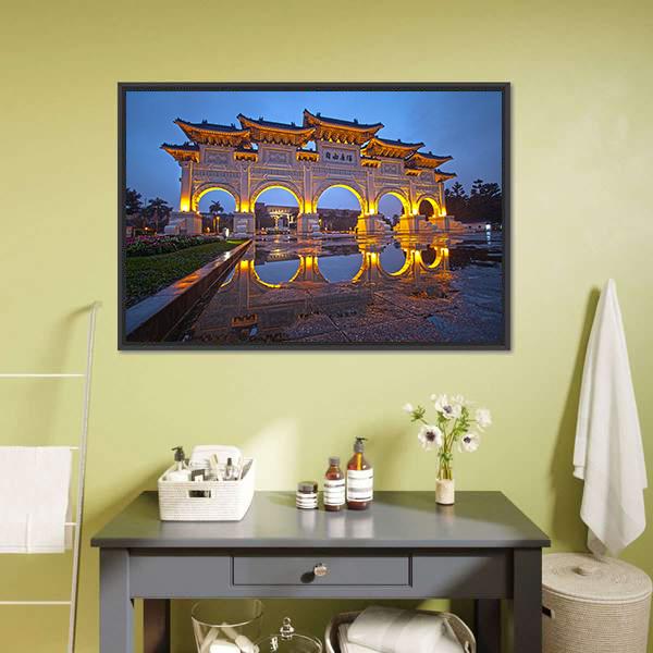 Chiang Kai Shek Memorial Hall At Night Canvas Wall Art-3 Horizontal-Gallery Wrap-25" x 16"-Tiaracle
