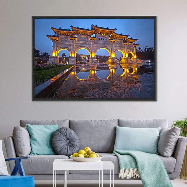 Chiang Kai Shek Memorial Hall At Night Canvas Wall Art-3 Horizontal-Gallery Wrap-25" x 16"-Tiaracle
