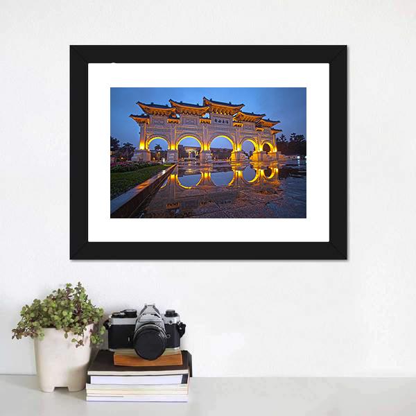 Chiang Kai Shek Memorial Hall At Night Canvas Wall Art-3 Horizontal-Gallery Wrap-25" x 16"-Tiaracle