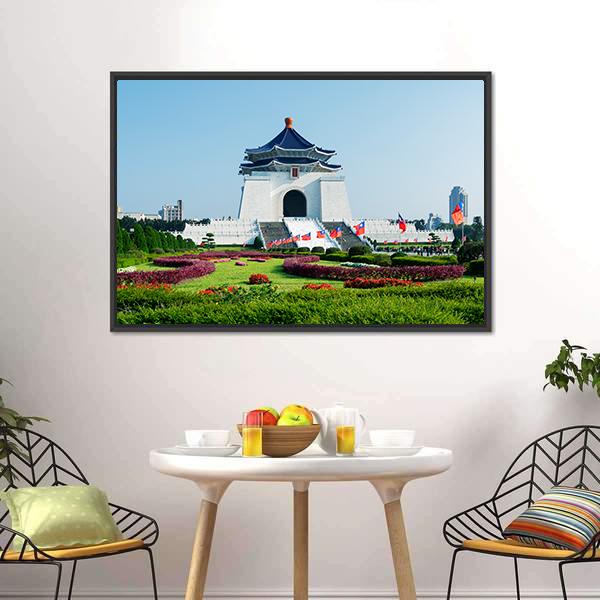 Chiang Kai-Shek Memorial Hall Canvas Wall Art-1 Piece-Floating Frame-24" x 16"-Tiaracle