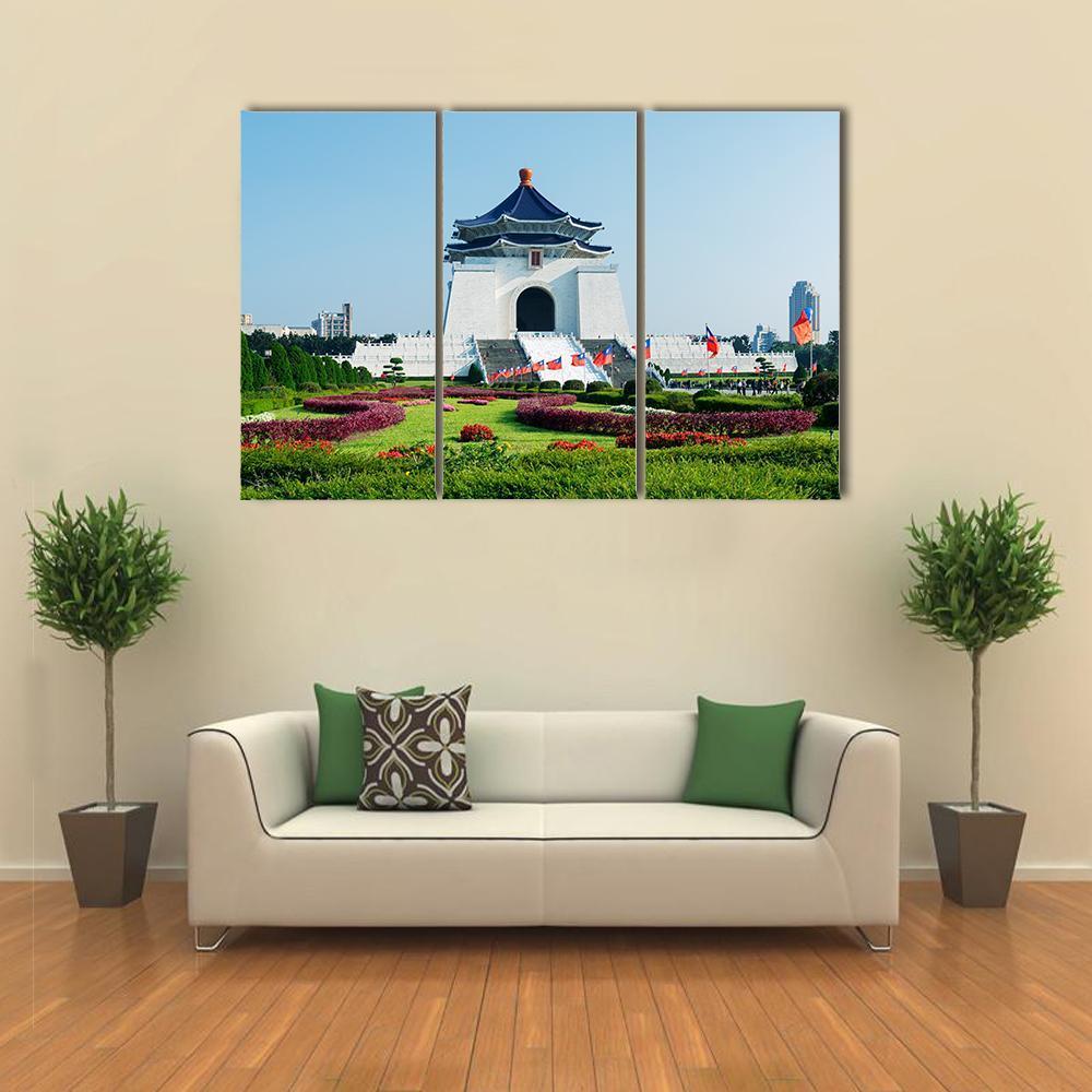 Chiang Kai-Shek Memorial Hall Canvas Wall Art-3 Horizontal-Gallery Wrap-37" x 24"-Tiaracle