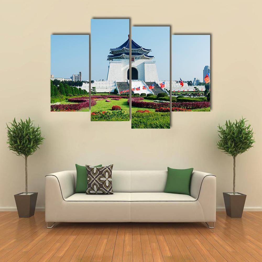 Chiang Kai-Shek Memorial Hall Canvas Wall Art-4 Pop-Gallery Wrap-50" x 32"-Tiaracle