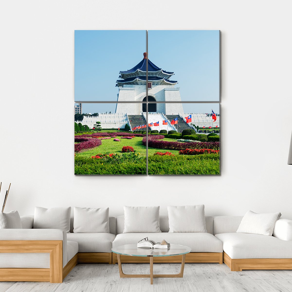 Chiang Kai-Shek Memorial Hall Canvas Wall Art-4 Square-Gallery Wrap-17" x 17"-Tiaracle