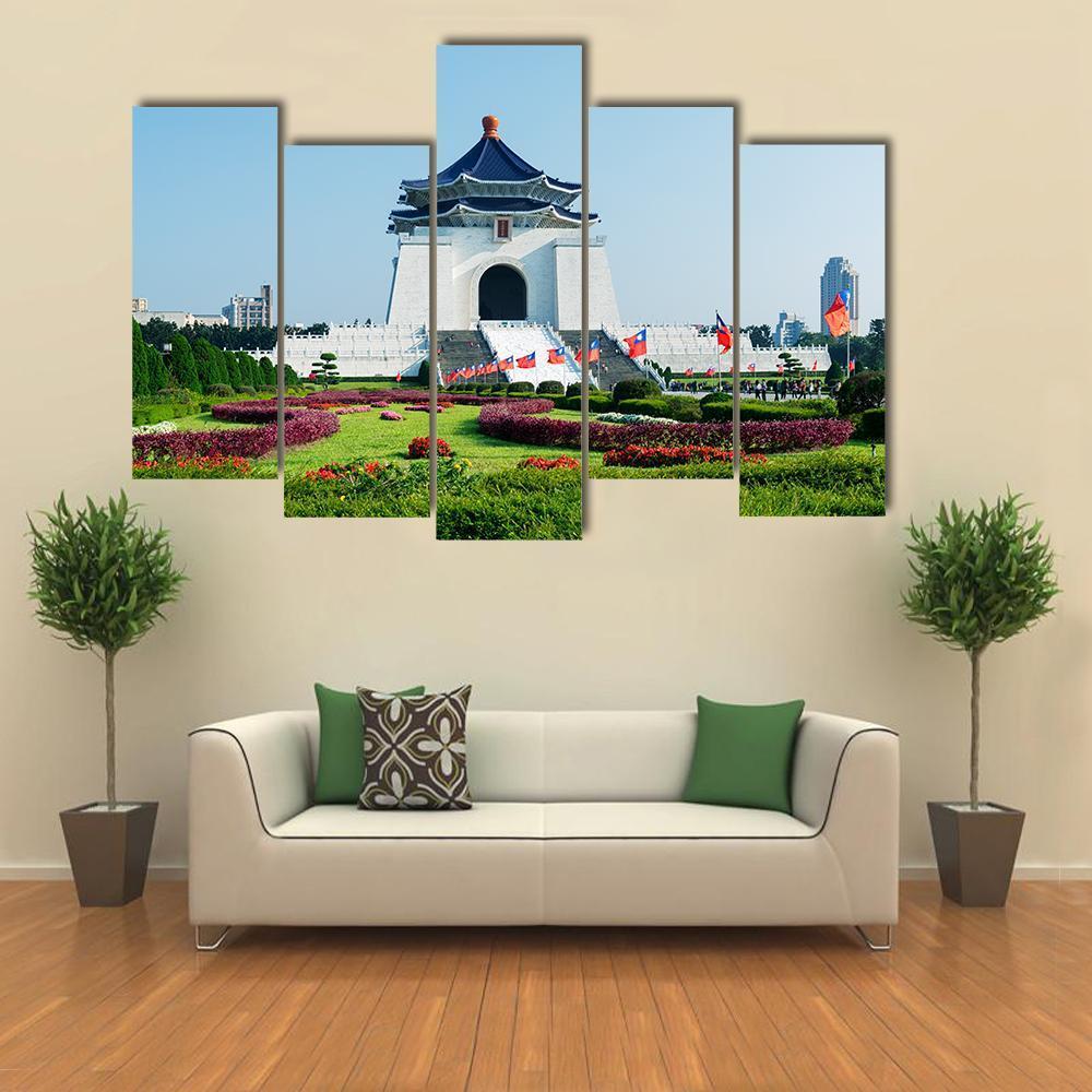 Chiang Kai-Shek Memorial Hall Canvas Wall Art-5 Pop-Gallery Wrap-47" x 32"-Tiaracle