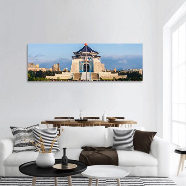 Chiang Kai Shek Memorial Hall Taipei Panoramic Canvas Wall Art-3 Piece-25" x 08"-Tiaracle