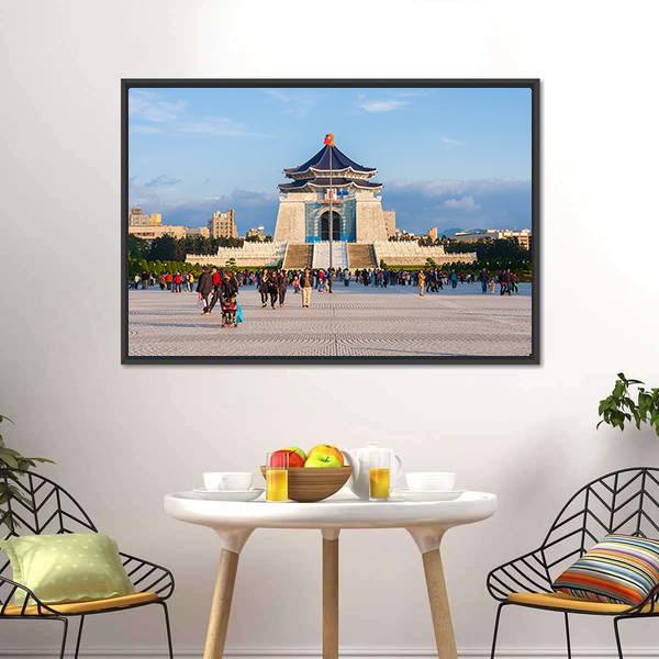 Chiang Kai Shek Memorial Hall Taipei Canvas Wall Art-1 Piece-Floating Frame-24" x 16"-Tiaracle