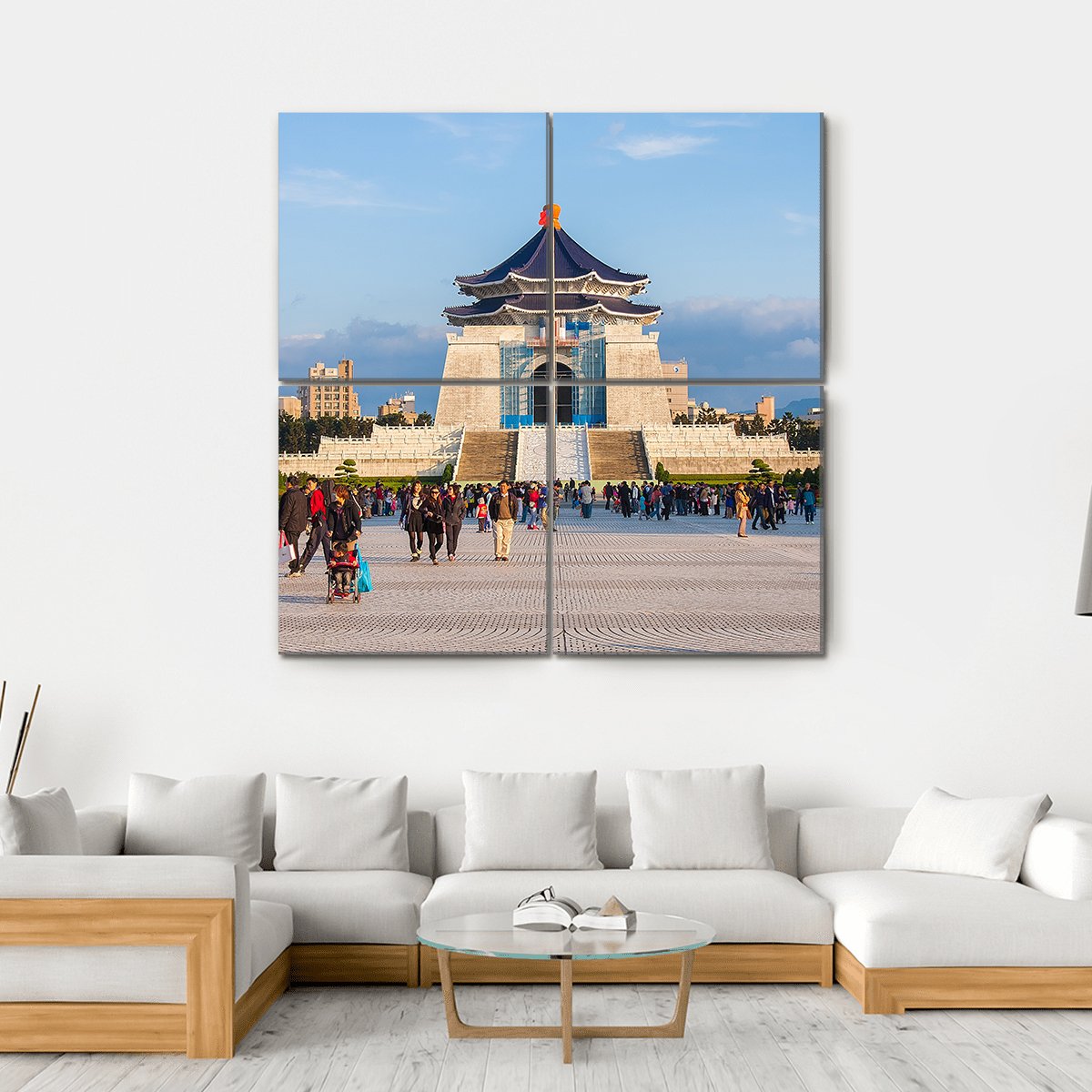 Chiang Kai Shek Memorial Hall Taipei Canvas Wall Art-4 Square-Gallery Wrap-17" x 17"-Tiaracle