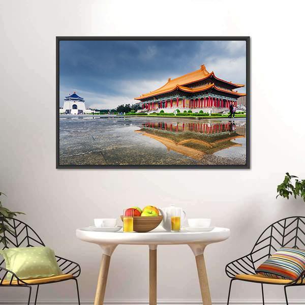 Chiang Kai Shek Memorial Hall Taipei Canvas Wall Art-1 Piece-Floating Frame-24" x 16"-Tiaracle