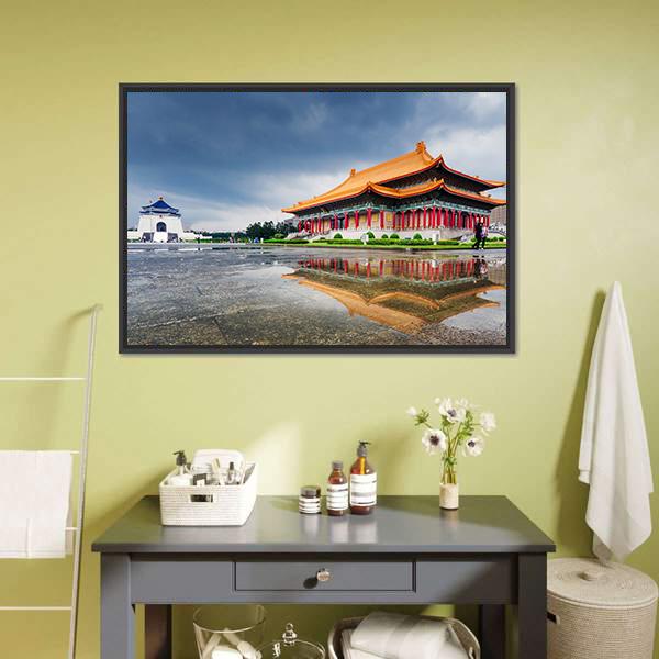 Chiang Kai Shek Memorial Hall Taipei Panoramic Canvas Wall Art-1 Piece-36" x 12"-Tiaracle