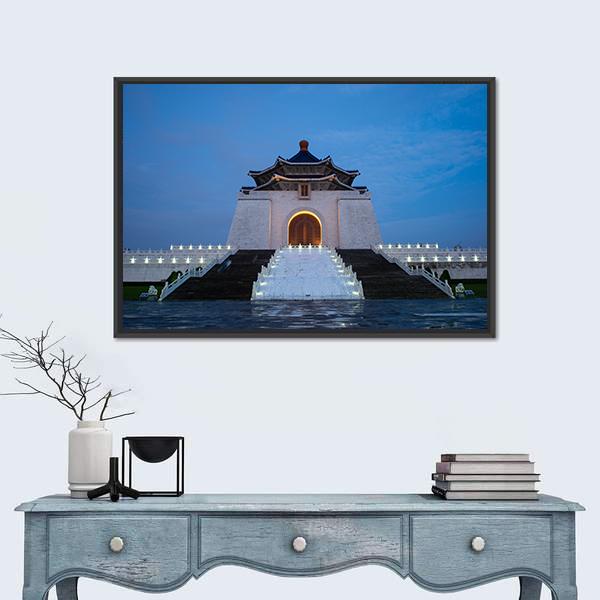 Chiang Kai-Shek Memorial Hall Taiwan Canvas Wall Art-1 Piece-Floating Frame-24" x 16"-Tiaracle