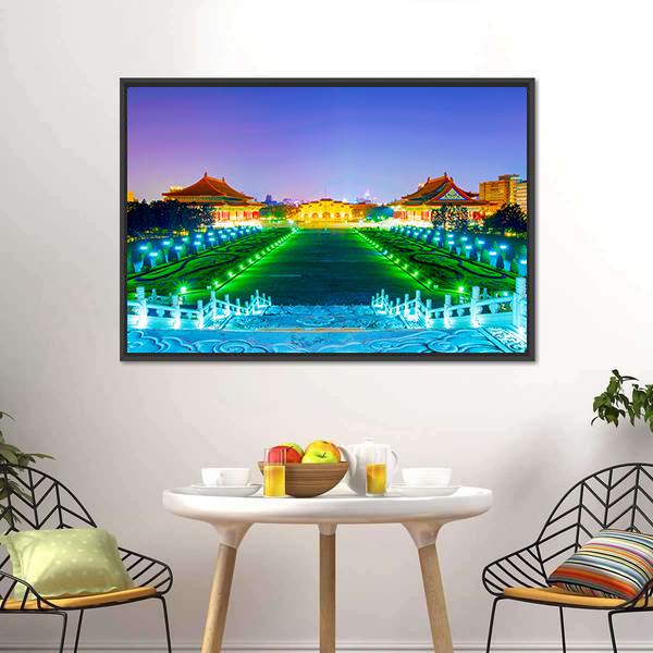 Chiang Kai Shek Memorial Hall Taiwan Canvas Wall Art-1 Piece-Floating Frame-24" x 16"-Tiaracle