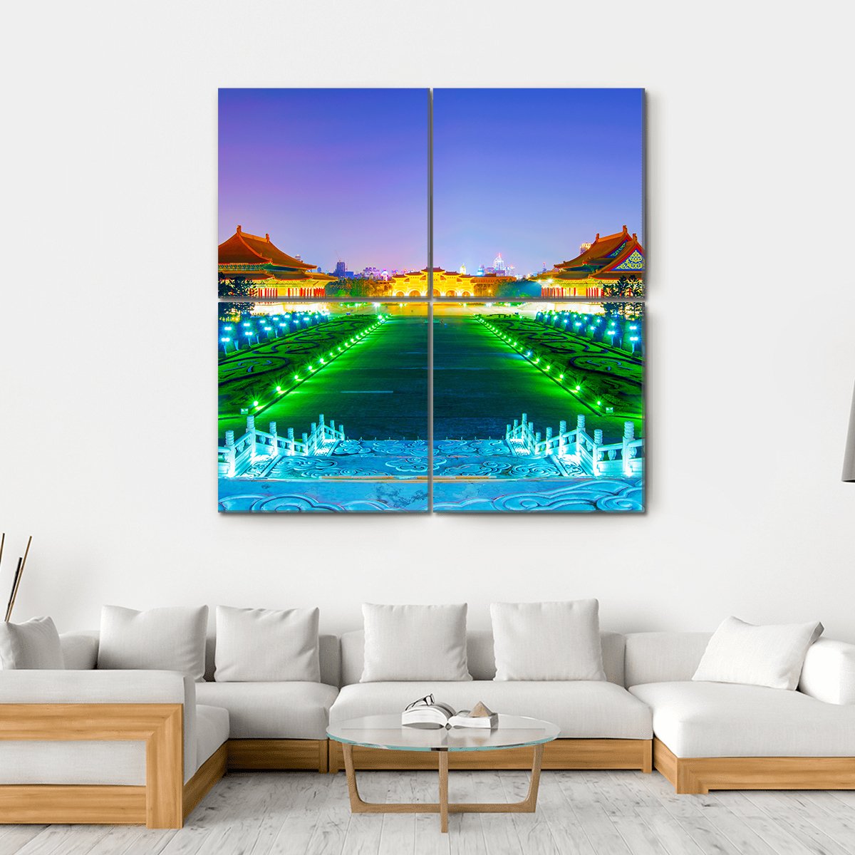 Chiang Kai Shek Memorial Hall Taiwan Canvas Wall Art-4 Square-Gallery Wrap-17" x 17"-Tiaracle