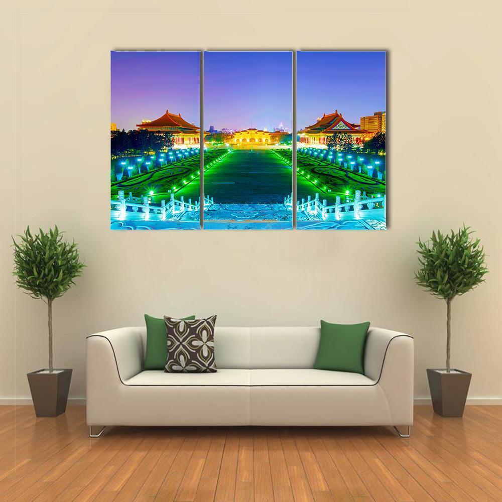 Chiang Kai Shek Memorial Hall Taiwan Canvas Wall Art-3 Horizontal-Gallery Wrap-37" x 24"-Tiaracle