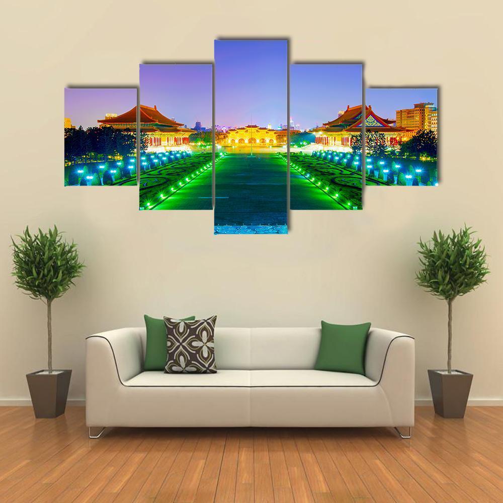 Chiang Kai Shek Memorial Hall Taiwan Canvas Wall Art-5 Star-Gallery Wrap-62" x 32"-Tiaracle