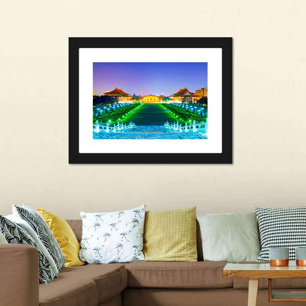 Chiang Kai Shek Memorial Hall Taiwan Canvas Wall Art-1 Piece-Framed Print-20" x 16"-Tiaracle