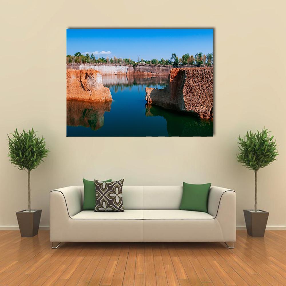 Chiang Mai Grand Canyon Reflections Canvas Wall Art in brown, orange and blue, single panel hung on a wall