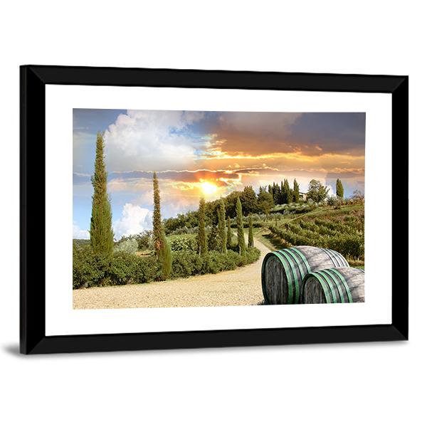 Chianti Vineyard Landscape Canvas Wall Art-3 Horizontal-Gallery Wrap-25" x 16"-Tiaracle