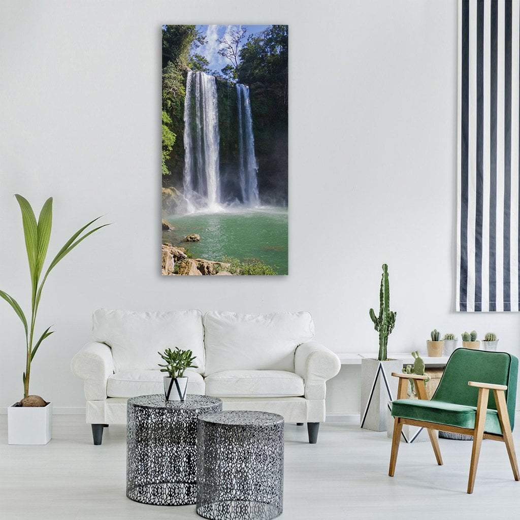 Chiapas Waterfall Vertical Canvas Wall Art-1 Vertical-Gallery Wrap-12" x 24"-Tiaracle