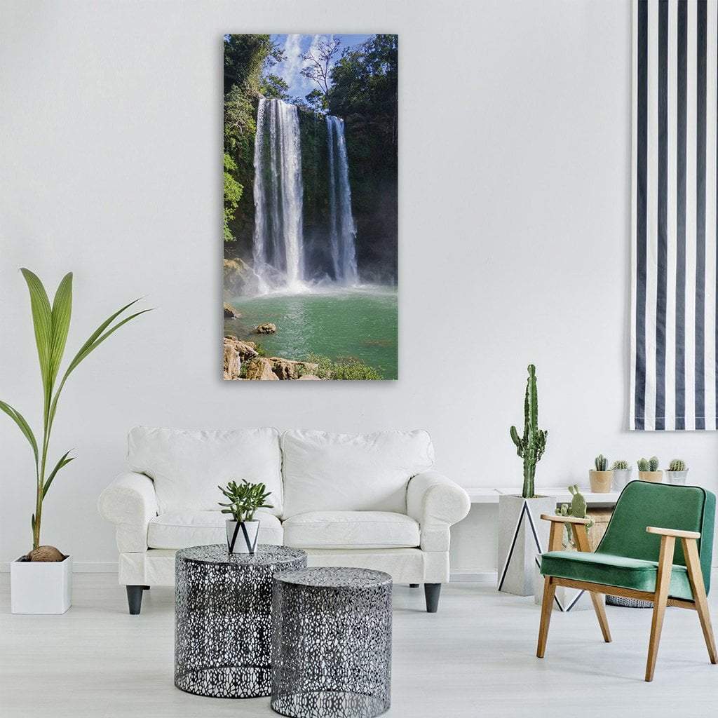 Chiapas Waterfall Vertical Canvas Wall Art-3 Vertical-Gallery Wrap-12" x 25"-Tiaracle
