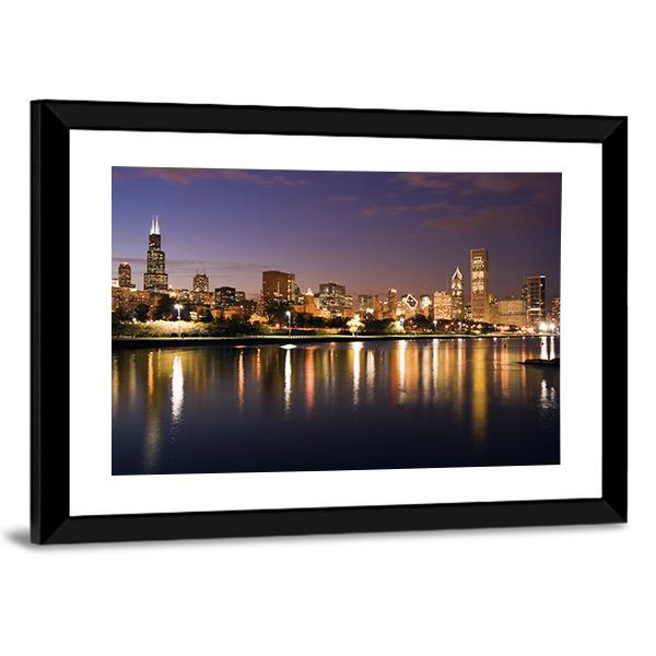 Chicago And Lake Michigan Panoramic Canvas Wall Art-1 Piece-36" x 12"-Tiaracle