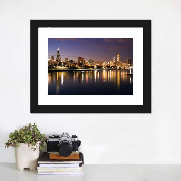 Chicago And Lake Michigan Panoramic Canvas Wall Art-1 Piece-36" x 12"-Tiaracle