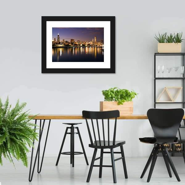 Chicago And Lake Michigan Panoramic Canvas Wall Art-1 Piece-36" x 12"-Tiaracle