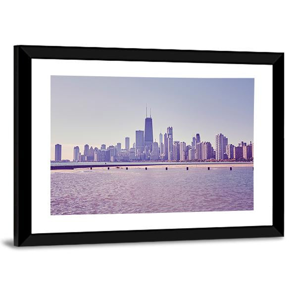 Chicago City Skyline Panoramic Canvas Wall Art-1 Piece-36" x 12"-Tiaracle