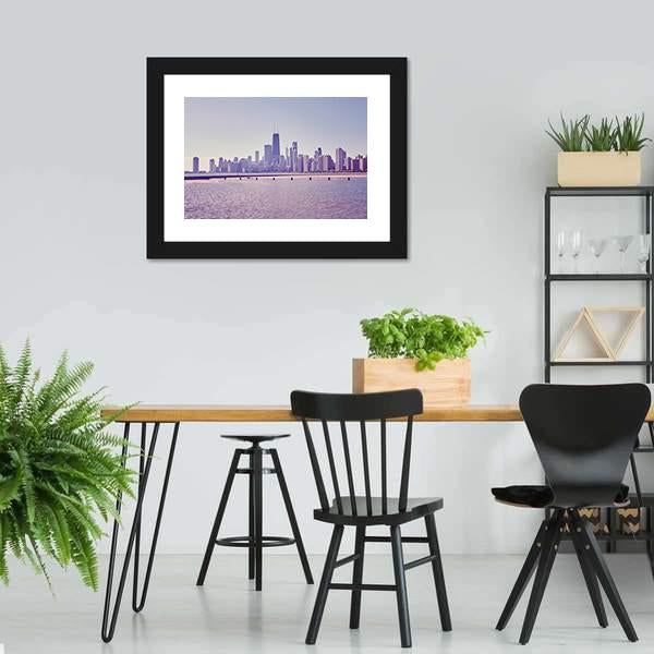 Chicago City Skyline Panoramic Canvas Wall Art-1 Piece-36" x 12"-Tiaracle