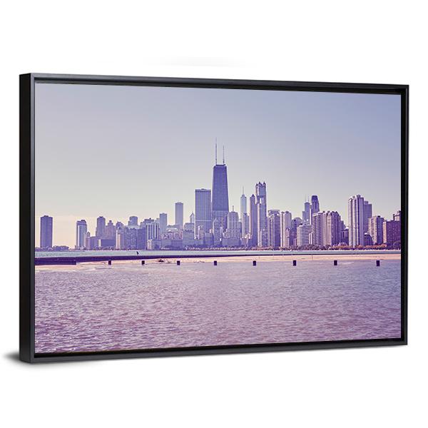 Chicago City Skyline Panoramic Canvas Wall Art-1 Piece-36" x 12"-Tiaracle