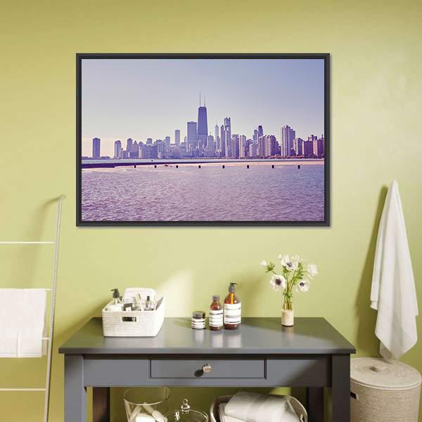 Chicago City Skyline Panoramic Canvas Wall Art-1 Piece-36" x 12"-Tiaracle