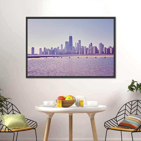 Chicago City Skyline Panoramic Canvas Wall Art-1 Piece-36" x 12"-Tiaracle