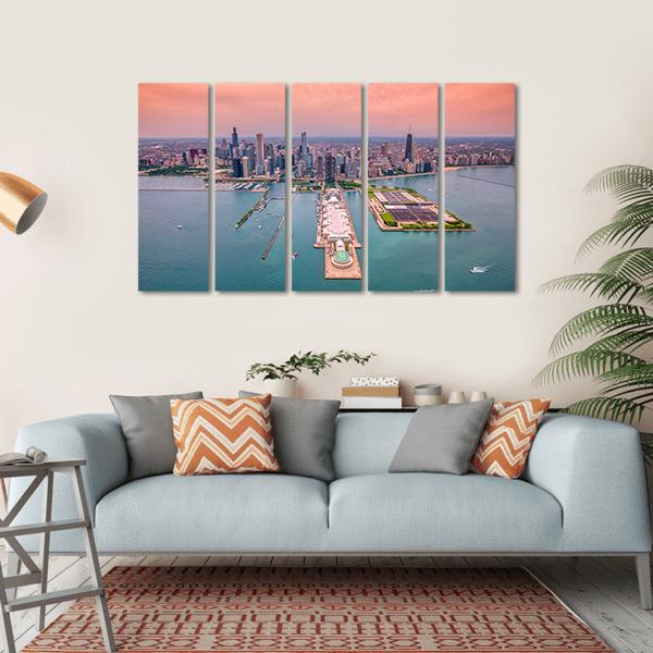 Chicago Cityscape Canvas Wall Art-5 Horizontal-Gallery Wrap-22" x 12"-Tiaracle