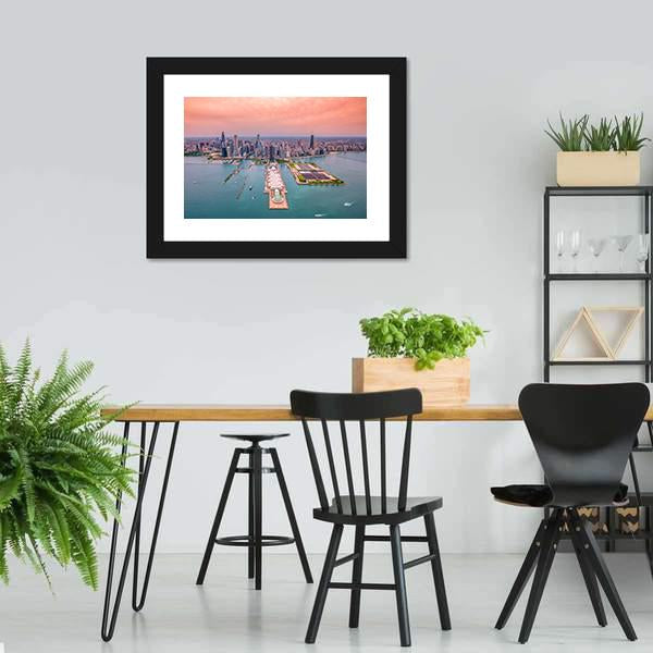 Chicago Cityscape Vertical Canvas Wall Art-3 Vertical-Gallery Wrap-12" x 25"-Tiaracle