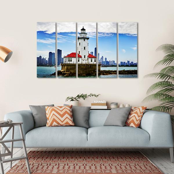 Chicago Lighthouse Canvas Wall Art-5 Horizontal-Gallery Wrap-22" x 12"-Tiaracle