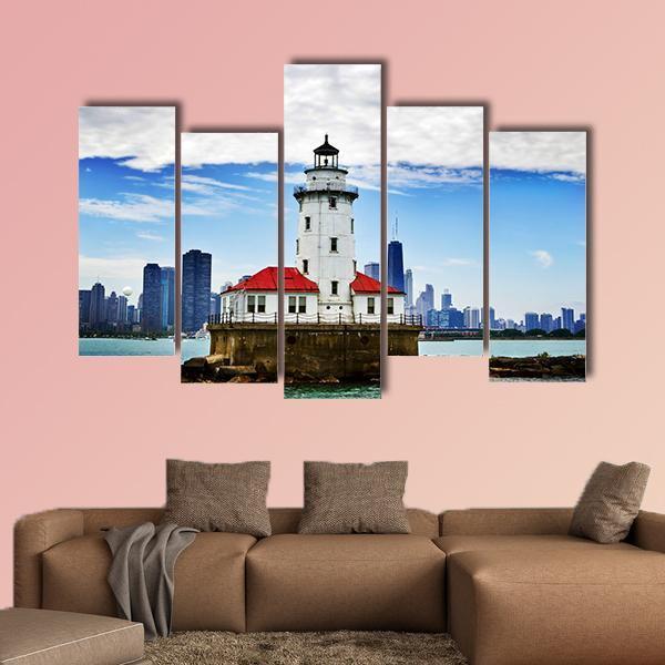 Chicago Lighthouse Canvas Wall Art-5 Pop-Gallery Wrap-47" x 32"-Tiaracle
