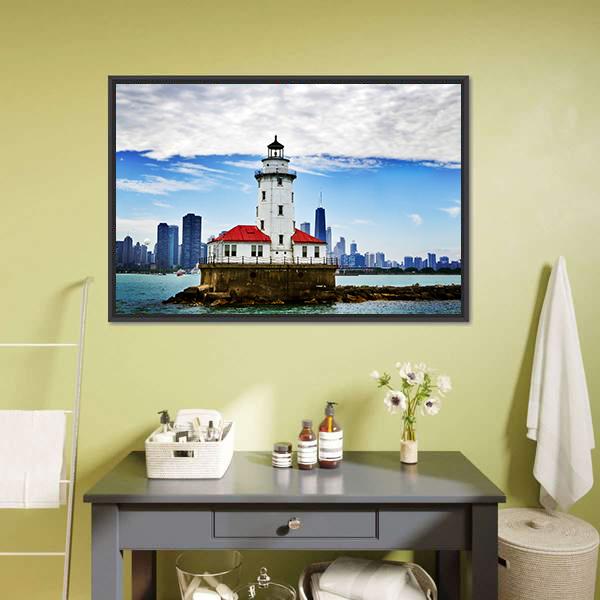 Chicago Lighthouse Canvas Wall Art-3 Horizontal-Gallery Wrap-25" x 16"-Tiaracle