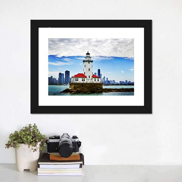 Chicago Lighthouse Canvas Wall Art-3 Horizontal-Gallery Wrap-25" x 16"-Tiaracle