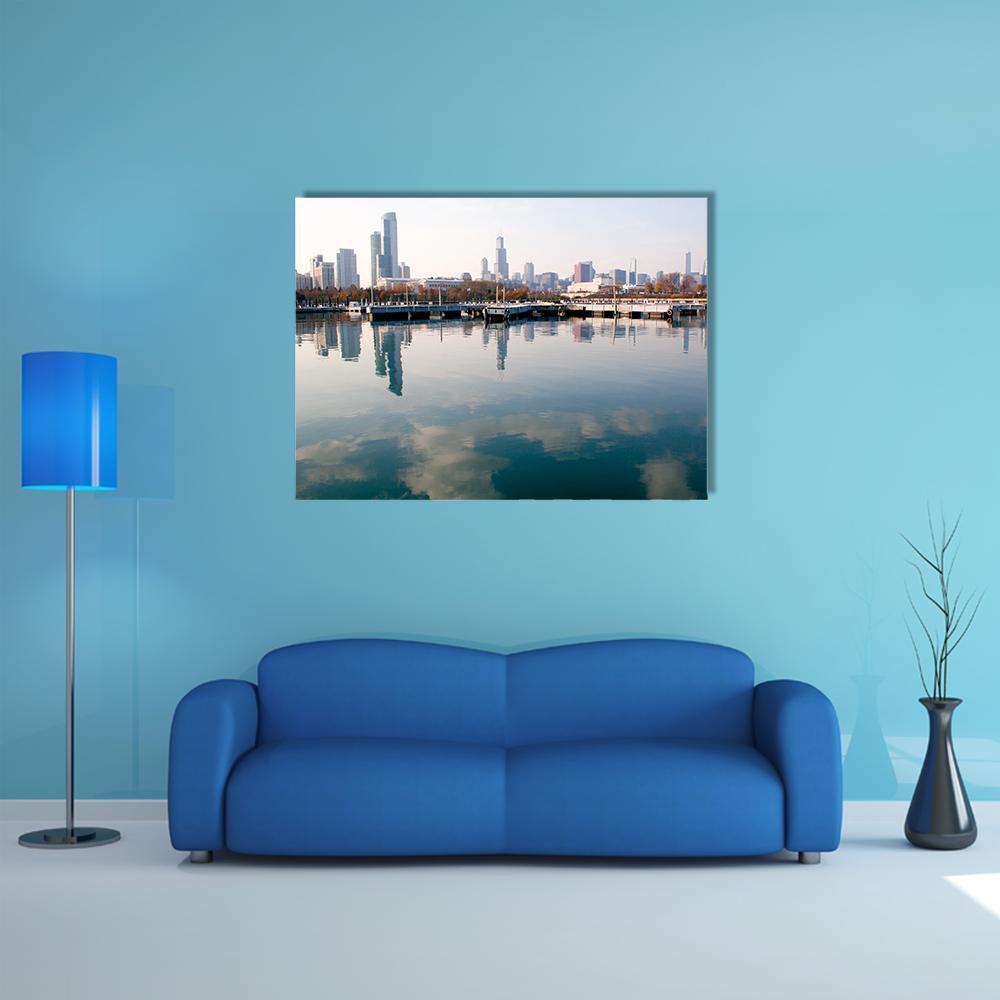 Chicago Skyline Canvas Wall Art-1 Piece-Gallery Wrap-48" x 32"-Tiaracle