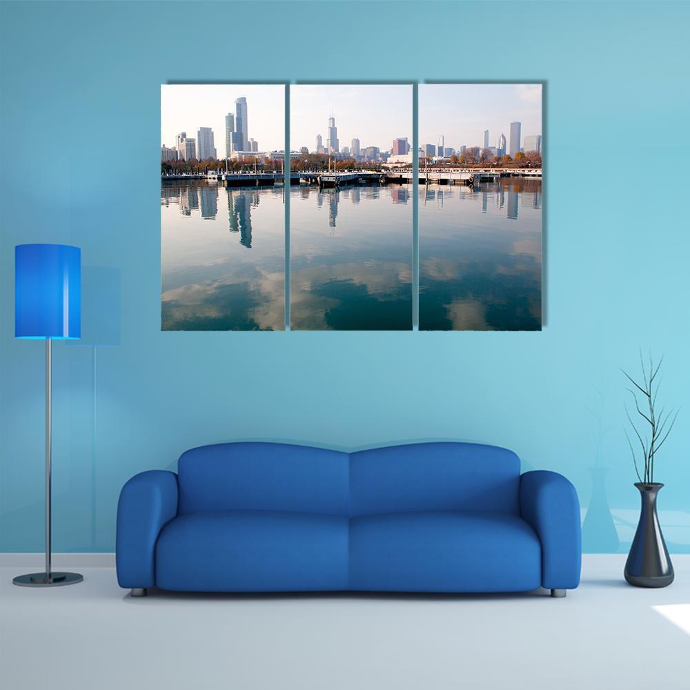 Chicago Skyline Canvas Wall Art-3 Horizontal-Gallery Wrap-37" x 24"-Tiaracle