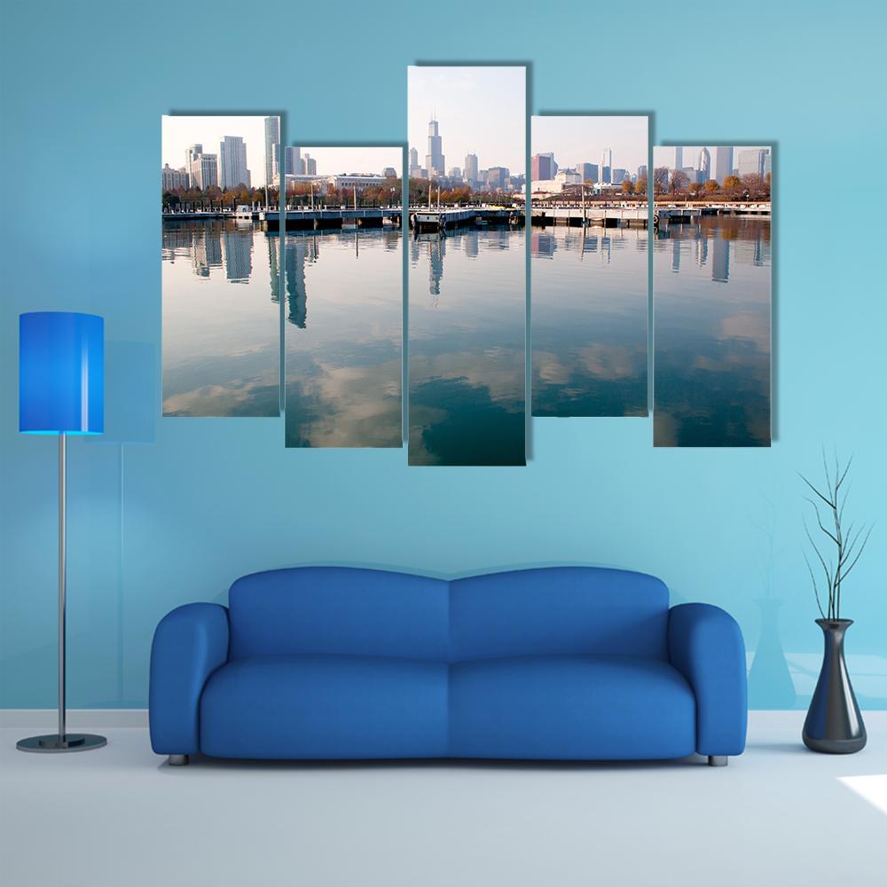 Chicago Skyline Canvas Wall Art-5 Pop-Gallery Wrap-47" x 32"-Tiaracle