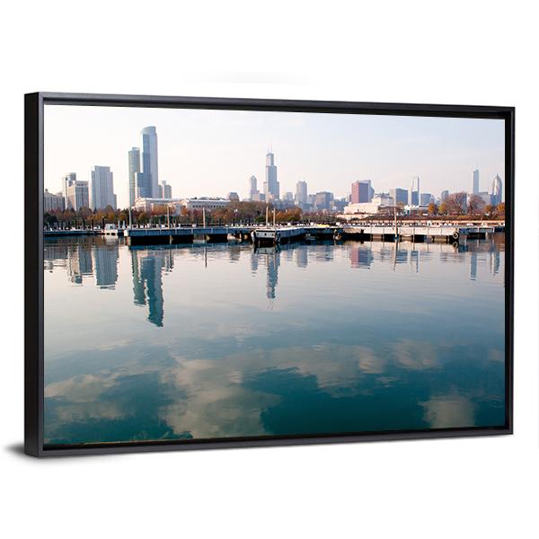 Chicago Skyline Canvas Wall Art-3 Horizontal-Gallery Wrap-25" x 16"-Tiaracle