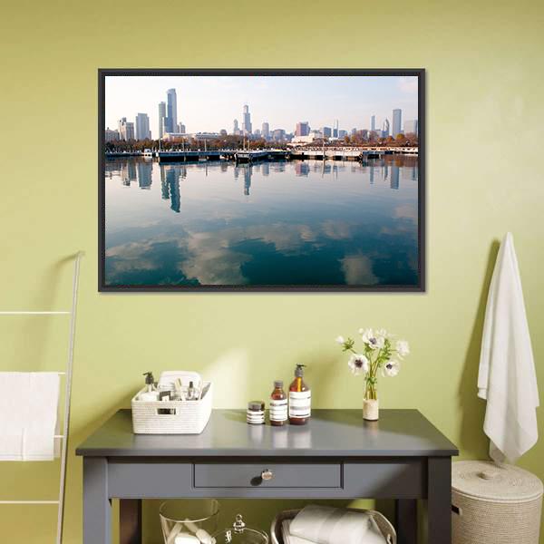 Chicago Skyline Canvas Wall Art-3 Horizontal-Gallery Wrap-25" x 16"-Tiaracle