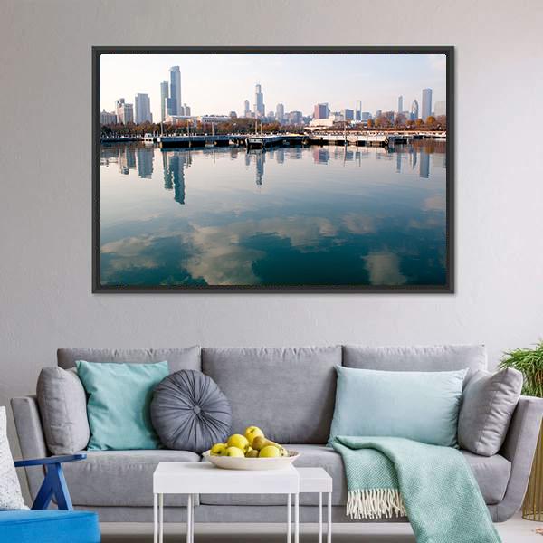 Chicago Skyline Canvas Wall Art-3 Horizontal-Gallery Wrap-25" x 16"-Tiaracle
