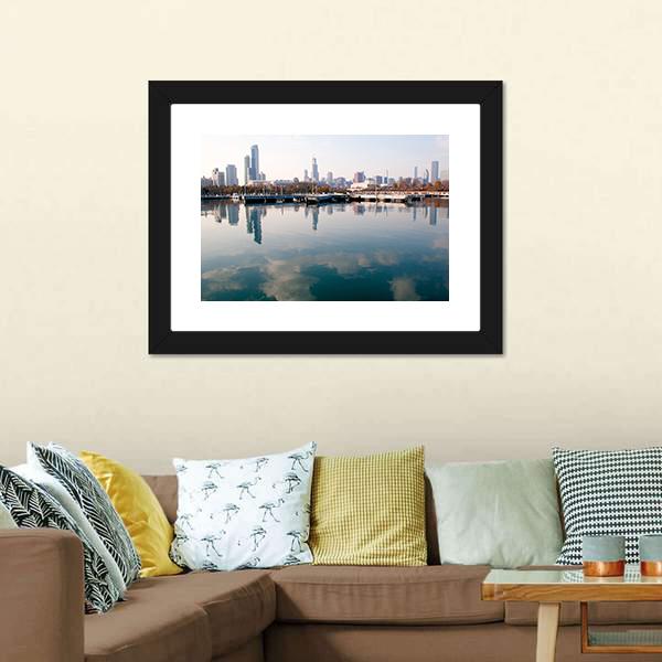 Chicago Skyline Canvas Wall Art-1 Piece-Framed Print-20" x 16"-Tiaracle