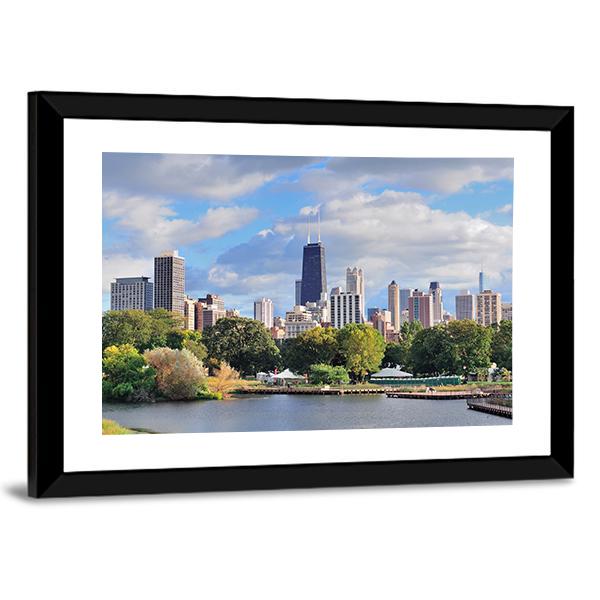 Chicago Skyline With Skyscrapers Panoramic Canvas Wall Art-1 Piece-36" x 12"-Tiaracle