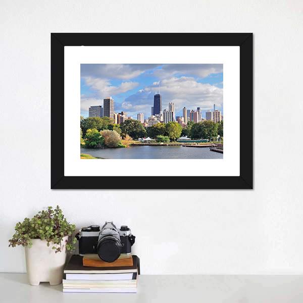 Chicago Skyline With Skyscrapers Panoramic Canvas Wall Art-1 Piece-36" x 12"-Tiaracle