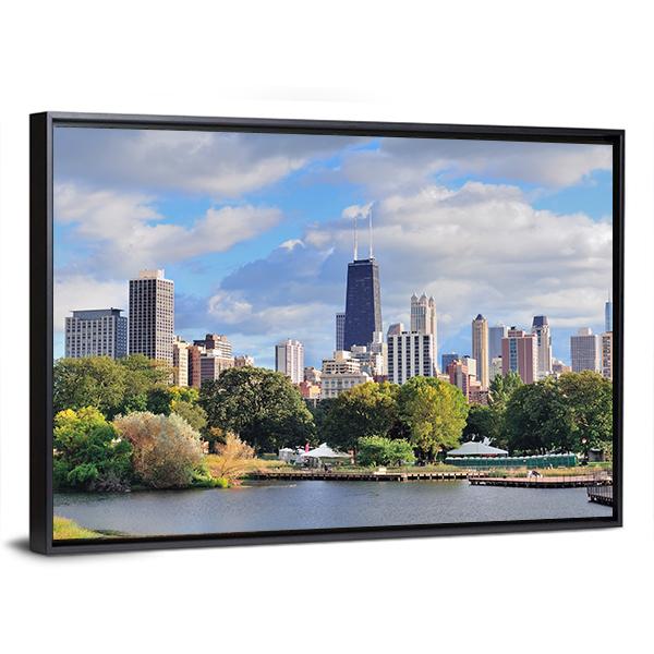 Chicago Skyline With Skyscrapers Panoramic Canvas Wall Art-1 Piece-36" x 12"-Tiaracle