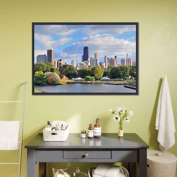 Chicago Skyline With Skyscrapers Panoramic Canvas Wall Art-1 Piece-36" x 12"-Tiaracle