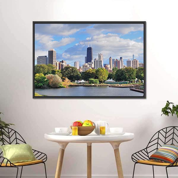 Chicago Skyline With Skyscrapers Panoramic Canvas Wall Art-1 Piece-36" x 12"-Tiaracle