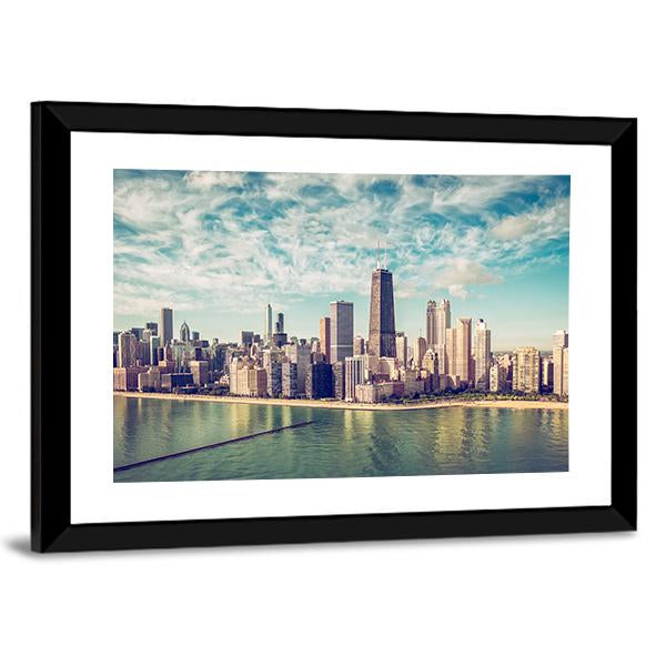 Chicago Skyscrapers By The Beach Panoramic Canvas Wall Art-1 Piece-36" x 12"-Tiaracle
